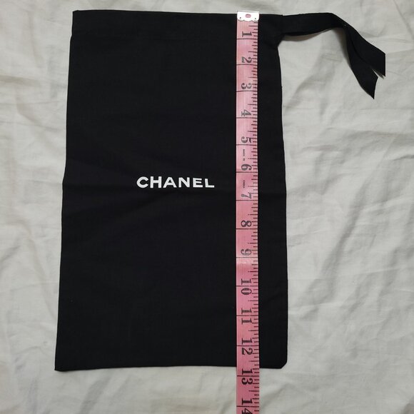 Chanel Dust Bag Empty Drawstring Logo Spell Out Fabric Black 12.5 x 7.5 in - Picture 8 of 9